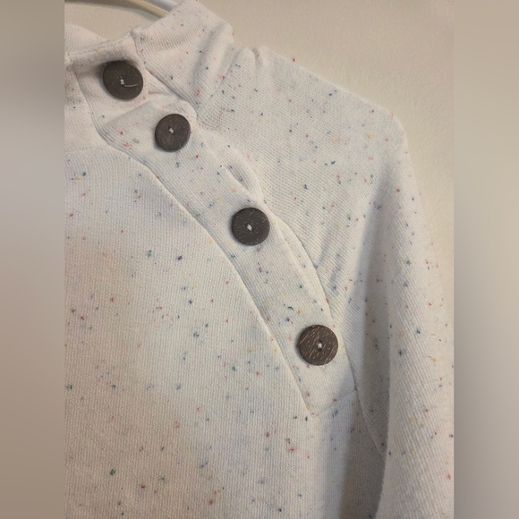 White Speckled Button Sweater By White Birch Size Medium - Picture 3 of 5